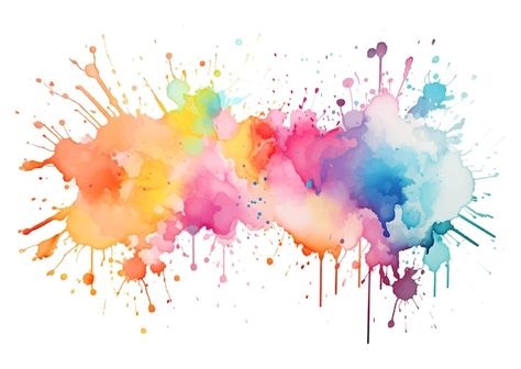 Free vector rainbow coloured watercolour... | Free Vector #Freepik #freevector #rainbow-paint #paint-background #watercolor #watercolor-background Watercolor Colorful Background, Splashed Paint Background, Colorful Watercolor Background, Watercolor Splatter Tattoo, Splash Effect Backgrounds, Watercolor Background Tattoo, Colouring Background, Colour Splash Background, Rainbow Watercolor Background