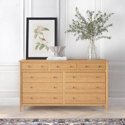 Each piece of wood is carefully selected for color and character. We combine the best materials and craftsmanship and then complete it with a durable finish that will provide you with a product that will last forever. Made in the USA! | Alcott Hill® Fitz 9 Drawer Double DresserWood in Brown, Size 36.0 H x 65.5 W x 20.0 D in | Wayfair Mexico, Light Wood Dressers, Double Dresser In Bedroom, Light Wood Dresser Bedroom, Wayfair Dresser, Light Brown Dresser, Germany Apartment, Beige Dresser, Natural Wood Dresser