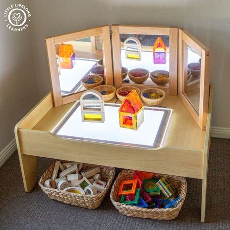 Why I'm obsessed with our Kmart train table - Little Lifelong Learners Baby Play Ideas, Childcare Rooms, Maluchy Montessori, Reggio Inspired Classrooms, Eyfs Classroom, Reggio Classroom, Preschool Rooms, Tree House Diy, Train Table