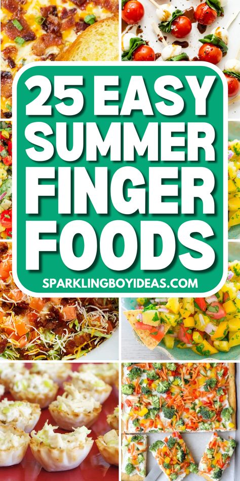 Summer finger foods are perfect for any gathering. Discover easy summer appetizers and fresh summer snacks for your next party. Ideal for picnics and BBQs, these no-cook summer party foods and quick summer bites will impress. From bruschetta recipes, summer dips recipes, and summer canapes, to mini summer sandwiches. Enjoy refreshing bite-sized summer treats simple summer hors d'oeuvres and summer fruit finger foods, these ideas are a must-try. Try these easy summer recipes for parties. Finger Food Summer, Summertime Food Ideas, Things To Bring To A Party, Baby Shower Fruit Salad, Food To Make On Vacation, Good Finger Foods For Parties, Fresh Summer Snacks, Finger Food Sides, Snacks For Outdoor Party Summer