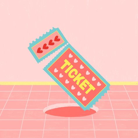 Movie dating ticket illustration | premium image by rawpixel.com / Tang Ticket Illustration, Ticket Drawing, Valentines Day Doodles, Valentines Movies, Valentine Doodle, Love Speech, Images For Valentines Day, Pink Floor, Valentine Poster