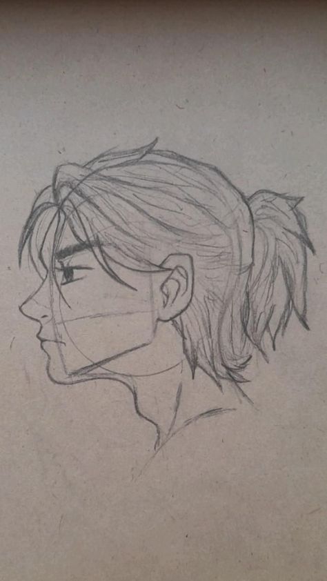 Human Tutorial Drawing, Side Profile Male Hair Drawing, How To Draw Back Profile, Profiles Drawing References, How To Sketch Side Profile, How To Draw A Face Profile, Person Side Profile Drawing, Side Profile Male Drawing Reference, Side Faces Drawings