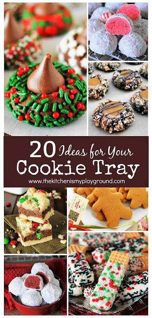 20 Ideas for Your Christmas Day Cookie Tray ~ These cookie ideas are sure to be a hit on Christmas day! www.thekitchenismyplayground.com Amigurumi Patterns, Natal, Christmas Candies And Cookies, Christmas Baking Exchange Ideas, Cookie Tin Recipes, Christmas Cookie Presentation, Christmas Treat Platter, New Christmas Cookies 2023, Colorful Christmas Cookies