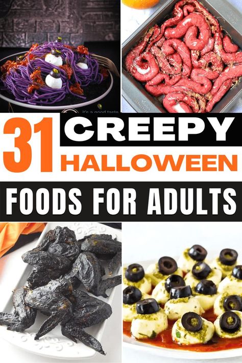 Halloween Food Dishes, Halloween Food Ideas For Parties, Halloween Dinner Party Food, Food Ideas For Parties, Gross Halloween Foods, Halloween Food For Adults, Party Food For Adults, Scary Halloween Food, Best Halloween Party