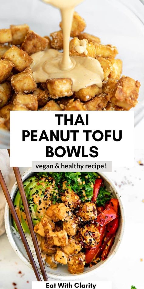 Tofu Buddha Bowl, Tofu Bowls, Peanut Tofu, Plat Vegan, Tasty Vegetarian Recipes, Think Food, Weeknight Dinner Recipe, Buddha Bowl, Vegetarian Vegan Recipes