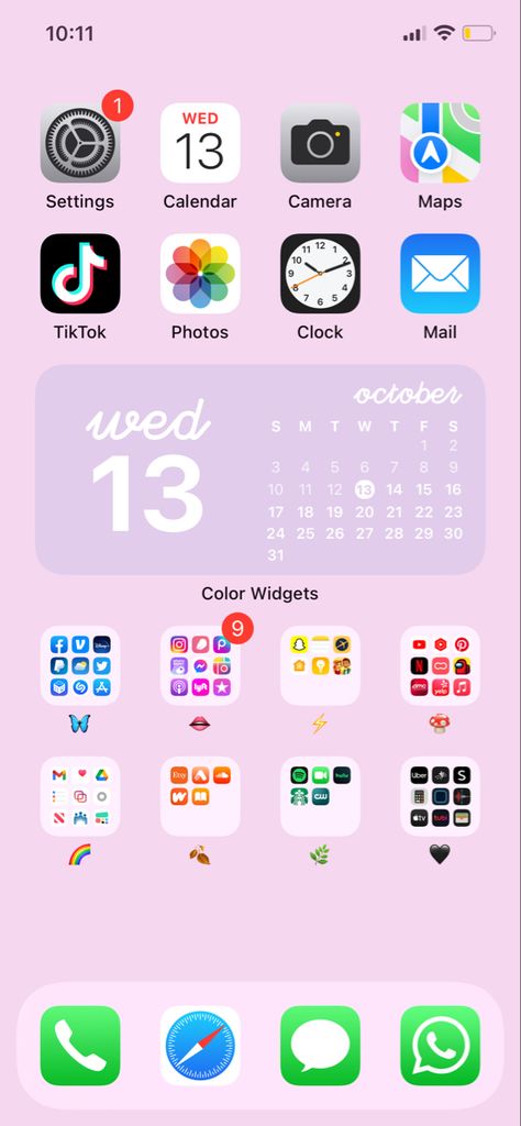 Rainbow Homescreen Layout, Pink Iphone Homescreen, Rainbow Homescreen, Aesthetic Wallpaper Rainbow, Organized Iphone, Crochet Aesthetic Wallpaper, Homescreen Organization Iphone, Cute Apps, Organize Phone Apps