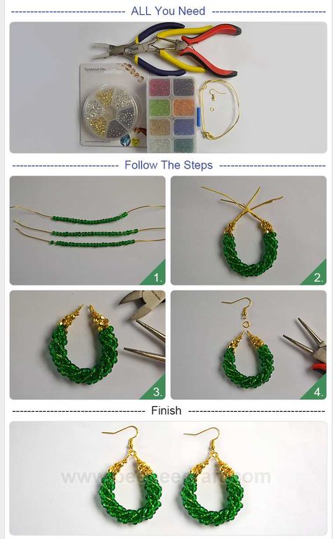 #Beebeecraft DIY green circle pendant #earrings with seed beads Diy Jewellery Ideas Homemade, Seed Bead Wire Earrings, Handmade Seed Bead Earrings, Diy Earrings Seed Beads, Beaded Jewelry Diy Earrings, Easy Diy Seed Bead Earrings, Homemade Bead Earrings, Earings Making Tutorials, Green Bead Earrings