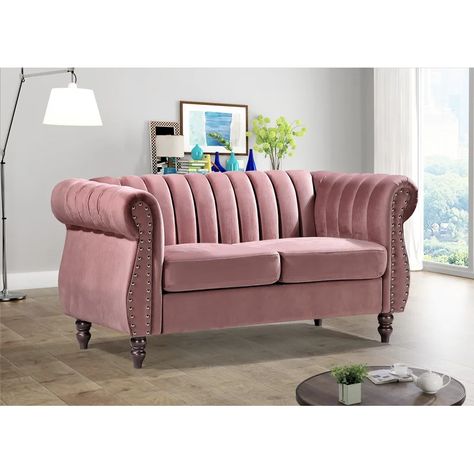 Etta Avenue™ Titus 59'' Velvet Rolled Arm Chesterfield Loveseat & Reviews | Wayfair.ca Chesterfield Bank, Velvet Loveseat, Chesterfield Sofa, Styl Vintage, Warm Brown, Nailhead Trim, House Of Hampton, Soft Velvet, Comfortable Seating