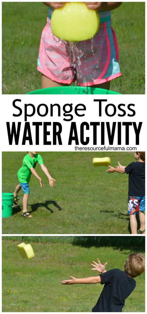 This sponge toss water activity is a great way for kids or adults to cool off this summer. It's super easy and inexpensive to put together and works great for group or family activities. School Age Activities, Kitty Party Games, Water Activity, Summer Camp Activities, Summer Fun For Kids, Fun Summer Activities, Water Games, Water Party, Summer Water