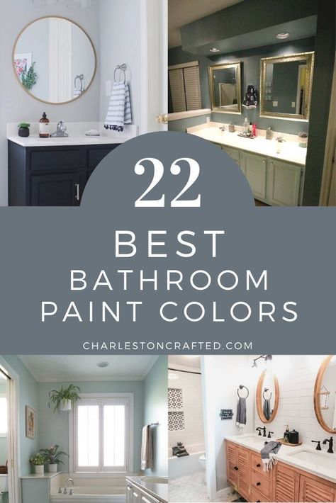 22 best bathroom paint colors Popular Bathroom Colors, Oasis Decor, Small Bathroom Paint Colors, Bathroom Cabinet Colors, Best Bathroom Paint Colors, Makeover Kamar Mandi, Bathroom Wall Colors, Best Bathroom Colors, Small Bathroom Paint