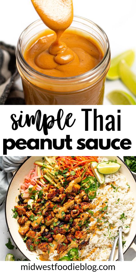 This easy Thai peanut sauce is the perfect creamy vegan drizzle or dipping sauce for all your favorite Thai dishes – Spring Rolls, Crispy Pork & Noodles, or Thai Curry Chicken. It requires only a handful of real ingredients and no fancy kitchen tools or gadgets! Easy Thai Peanut Sauce, Easy Peanut Sauce, Pork Noodles, Thai Peanut Sauce, Vegan Thai, Thai Peanut, Crispy Pork, Thai Dishes, Peanut Sauce