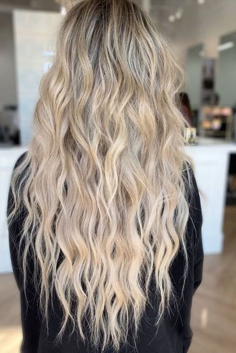 Balayage, Beach Waves Extensions, Crimped Hairstyles For Long Hair Waves, Beach Waves Hairstyles For Wedding, Beach Waves Bridesmaid Hair, Crimp Curls Hairstyles, Be Achy Waves Long Hair, Beach Waves Prom Hair, Mermaid Hair Curls