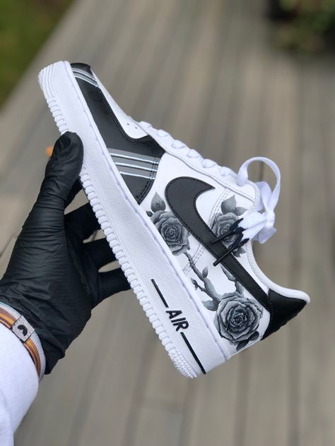 Midnight Jazz White Custom Air Force 1 - Etsy Custom Shoes Men, Mode Converse, Pretty Sneakers, Nike Shoes Women Fashion, Buty Marki Nike, Custom Sneakers Diy, Skor Sneakers, Nike Shoes Air Force, Custom Shoes Diy