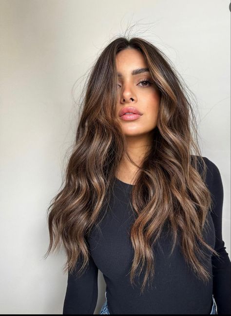 Face Framing On Brown Hair, Brown With Brown Balayage, Brunette With Depth, Long Hair To Mid Length, Medium Brown Hair All Over Color, From Dark To Light Brown Hair, Black Base Balayage, Brown Hair For Blue Eyes And Fair Skin, Balayage Color Melt