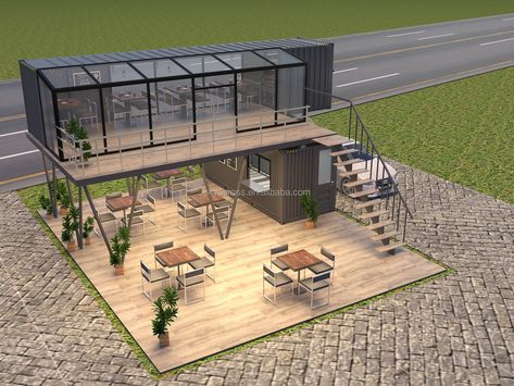 Container Cafe Design Ideas, Cafe Kiosk, Shipping Container Restaurant, Container Coffee Shop, Food Stall Design, Rooftop Restaurant Design, Coffee Restaurant, Pop Up Cafe, Container Restaurant