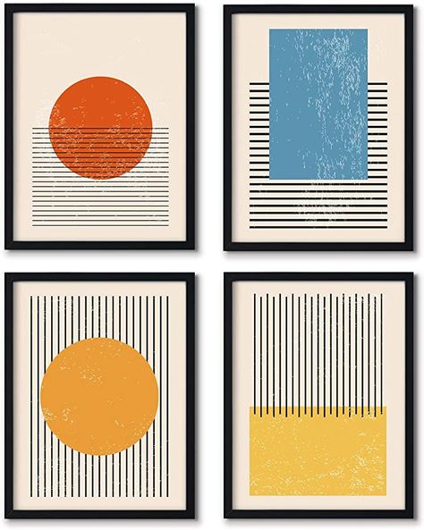 Abstract Art Collage Wall, Mid Century Art Prints, Mid Century Modern Artwork Diy, Geometric Minimalist Art, Mid Century Abstract Art, Mid Century Prints, Pinturas Art Deco, Modern Abstract Art Geometric, Mid Century Modern Painting