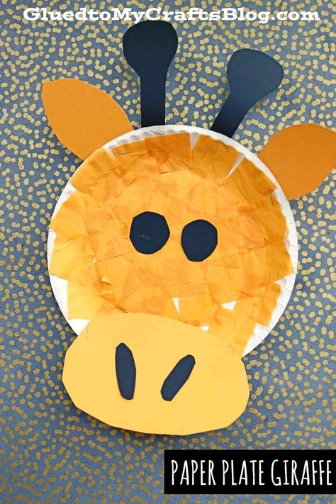 Art Project For 1st Grade, Paper Plate Zoo Animals, Paper Plate Giraffe Craft, Tissue Paper Animal Crafts, Square Crafts For Preschoolers, Giraffe Paper Plate Craft, Crafts Using Paper Plates, 3 D Animals Craft, Quick Kindergarten Crafts