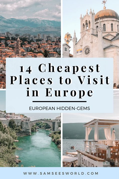 Here are the cheapest places to visit in Europe. From Montenegro to Czech Republic to Serbia to Poland to Spain and more! The best way to budget travel is to go to cheap travel destinations. #Travel #budget #cheap #Europe Cheap Cities In Europe, Couple Budget, Japan Budget, Cheap Travel Destinations, Cheapest Countries To Visit, Europe Backpacking, Europe Packing, Cheap Places To Visit, Kids Budget