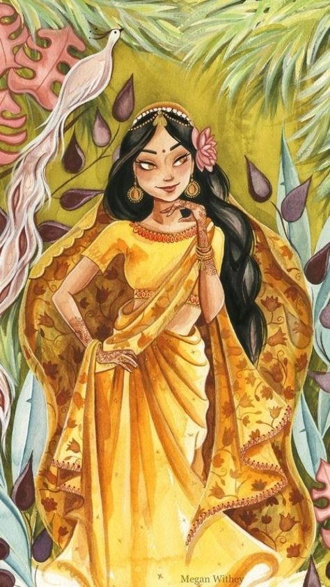 Girish Mistry Indian Princess Painting, Disney Princess Illustration, Indian Disney Princess, Princess Painting, Rajasthani Painting, Princess Illustration, Royal Indian, Indian Illustration, Indian Princess