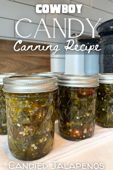 Get ready to be blown away by this mouthwatering Cowboy Candy recipe! These candied jalapeños are so irresistibly delicious that you might just find yourself accidentally devouring the entire jar in no time. Candied Jalapeno Recipes, Canned Vegetable Recipes, Cowboy Candy Recipe, Candied Jalapeños, Canned Jalapenos, Cowboy Candy, Candied Jalapenos, Preserving Recipes, Jalepeno Recipes