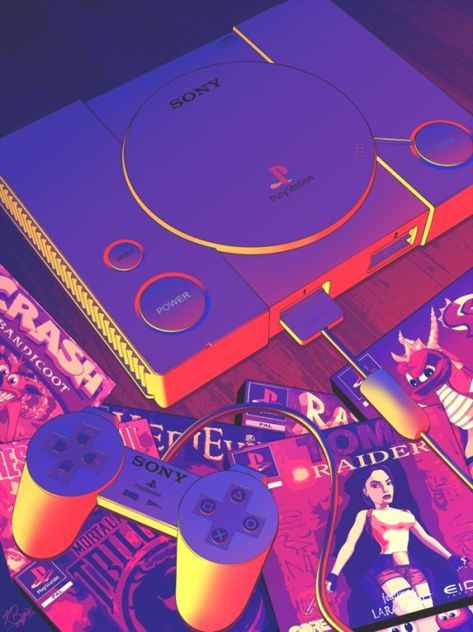 PlayStation wave Space Grunge, New Retro Wave, Playstation 1, Video Game Rooms, Aesthetic Space, Cyberpunk Aesthetic, Vaporwave Aesthetic, Retro Videos, Crash Bandicoot