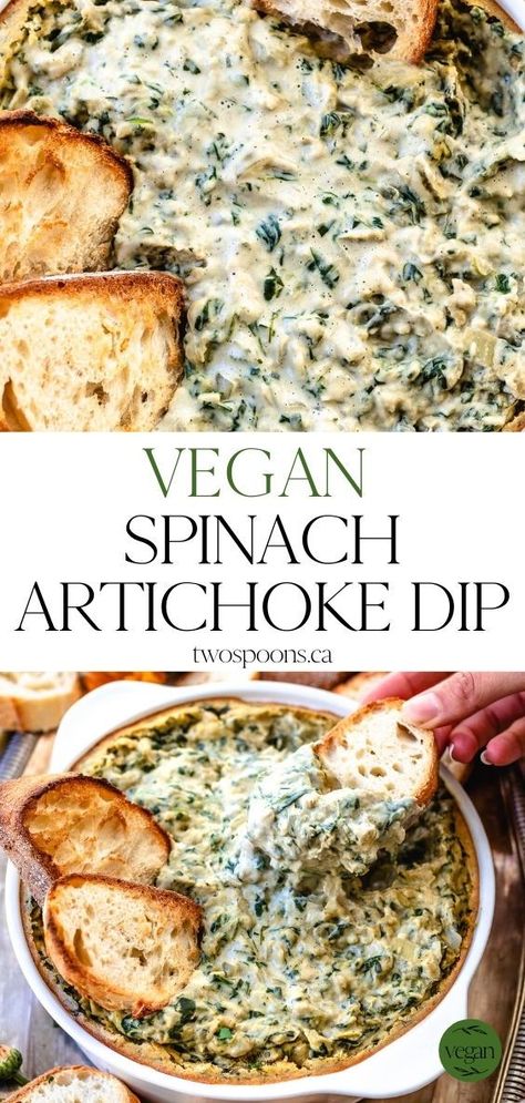 Essen, Hot Spinach Artichoke Dip, Kale Dip, Healthy Spinach Dip, Vegan Spinach Artichoke Dip, Baked Kale, Vegan Spinach, Healthy Potatoes, Artichoke Dip Recipe