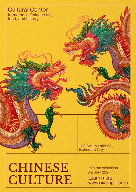 Chinese culture poster template, editable text and design | premium image by rawpixel.com / Sirikamon Suriyamonthon Chinese Graphic Design Illustration, Chinese Design Graphic, Chinese Culture Illustration, China Poster Design, Chinese Design Poster, China Graphic Design, Culture Poster Design, Vintage Chinese Poster, Chinese Culture Aesthetic