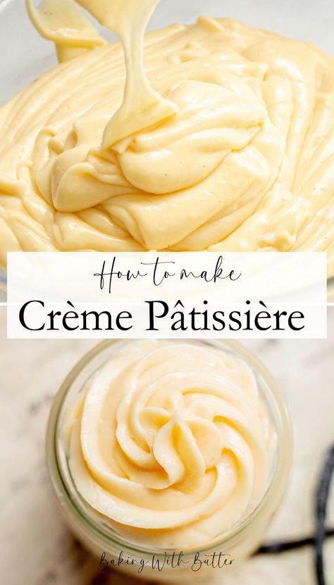 French Custard, Vanilla Pastry Cream, Cream Pastry, Choux Buns, Pastry Cream Recipe, French Dessert Recipes, French Baking, Fruit Tarts, Types Of Desserts