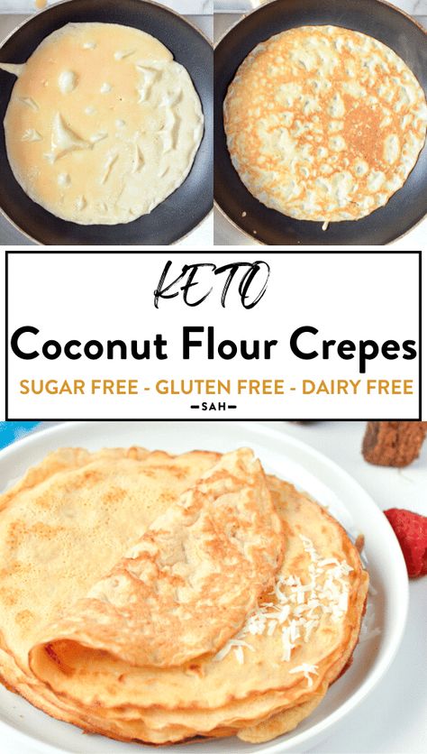 Coconut flour crepes are easy gluten-free crepes perfect to satisfy your sweet tooth with almost no carbs! These are the best keto crepes you are dreaming of. So, keep reading. Gluten Free Crepes Recipe, Vegan Crepes Recipe, Coconut Flour Crepes, Low Carb Crepe, Keto Crepes, Low Carb Desserts Easy, Gluten Free Crepes, Easy Crepe Recipe, No Carbs