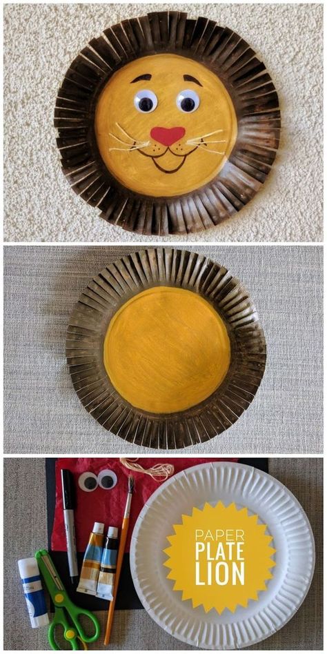 Cute & Easy Paper Plate Lion Craft for Kids #kidscrafts #craftsforkids #papercrafts #animalcrafts #preschoolcrafts #preschoolactivities #teachersfollowteachers #kindergarten Paper Plate Lion Craft, Paper Plate Lion, Kunst For Barn, Høstaktiviteter For Barn, Lion Craft, Kerajinan Diy, Easy Toddler Crafts, Aktiviti Kanak-kanak, Paper Plate Crafts For Kids