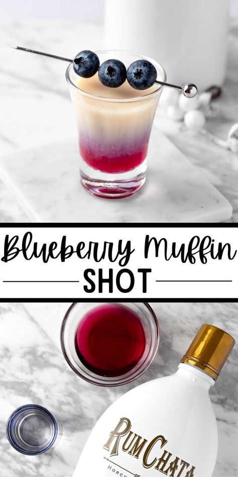 Blueberry Muffin Shot, Unique Alcoholic Drinks, Shots Alcohol Recipes, Blueberry Drinks, Blueberry Vodka, Fun Drinks Alcohol, Bartender Drinks, Shots Alcohol, Yummy Alcoholic Drinks