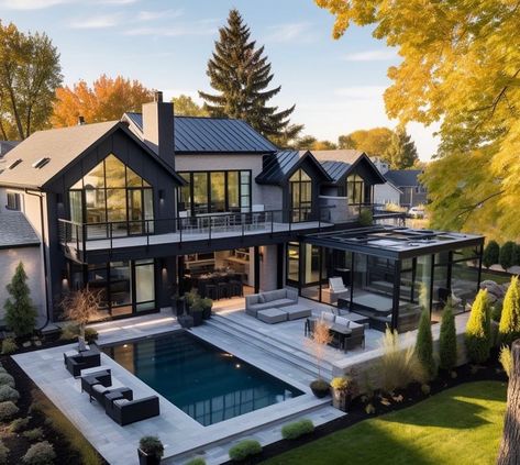 I had someone ask me the other day about how I feel about the “trend” of black houses. Let’s be real… there have always been dark houses.… | Instagram Black Houses, Dream Life House, Dark House, House Design Exterior, التصميم الخارجي للمنزل, Beautiful House Plans, Modern Mansion, Mansions Luxury, Hus Inspiration