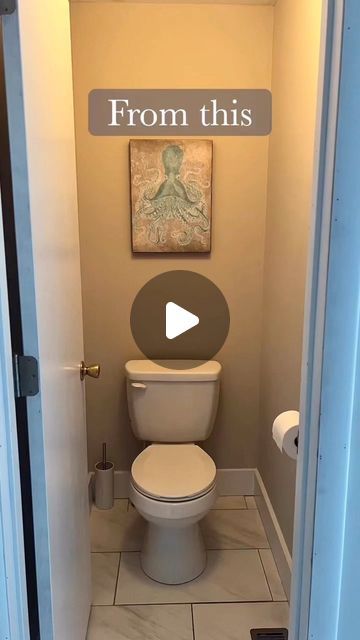 Toilet Room Design Small, Toilet Nook In Bathroom, Hall Bathroom Remodel Ideas, Creative Half Bathroom Ideas, Toilet Makeover Before After, .5 Bathroom Ideas, Down Stairs Toilet Ideas Small Spaces, Outdated Bathroom Makeover Budget, Closed Toilet In Bathroom