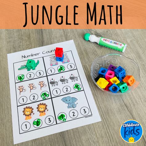 Enhance your preschooler's education and develop their counting skills with our fun and engaging jungle themed math activities! Download our set of printables and get ready to explore math with counting, tracing, and more. The jungle themed worksheets are perfect for teachers and parents wanting to give their kids a fun and educational experience. Let your preschoolers explore the jungle and bring the wild into their learning. Get the printable here and get ready to count! Activities For 1st Graders, Jungle Activities, Jungle Crafts, Toddler Teacher, Toddler Themes, Preschool Teachers, Math Activities Preschool, Open The Door, Preschool Themes