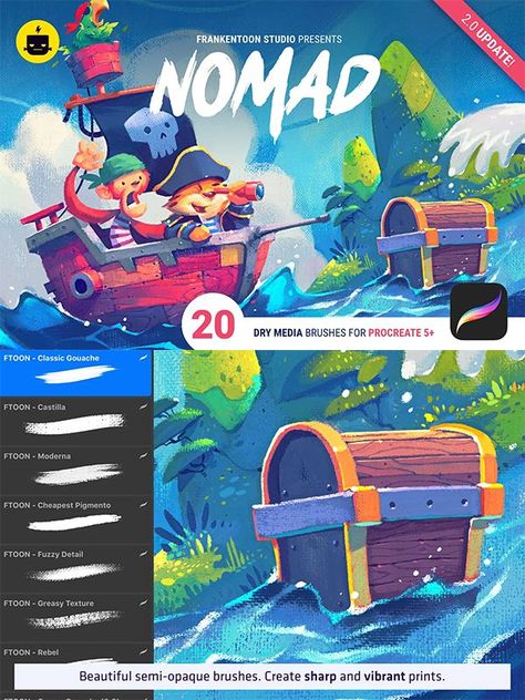 Nomad Brush Pack for Procreate Hessen, Digital Painting Tutorials, Book Illustration Layout, Best Procreate Brushes, Illustrator Brushes, Procreate Ipad Art, Watercolor Kit, Book Illustration Art, Procreate Brushes