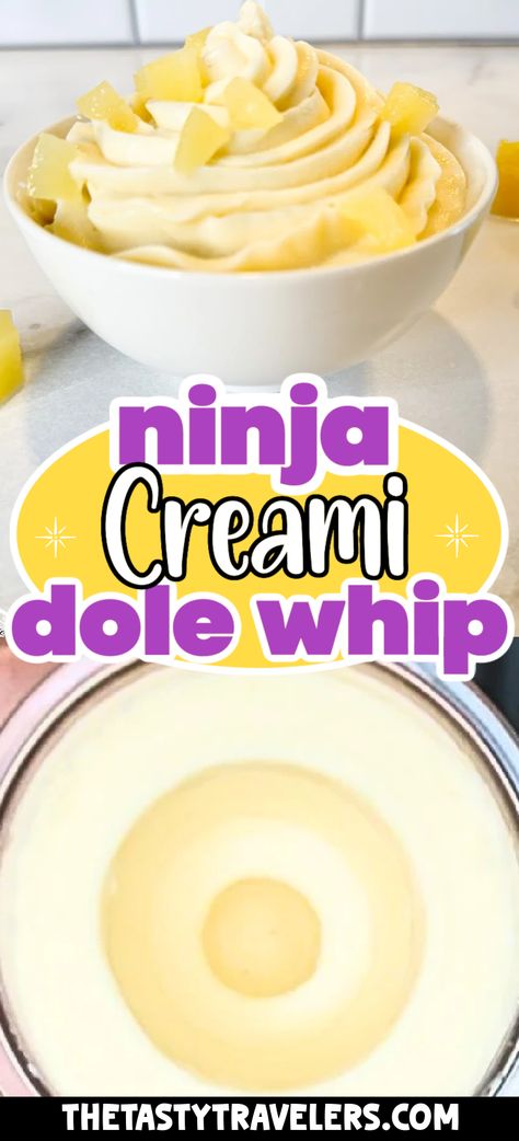 Check out my recipe for making Ninja Creami Dole Whip! I’ll show you how to make the perfect Dole Whip using your Ninja Creami. The texture is AMAZING, and the flavor is pretty great too! Dole Whip Disney Recipe Ninja Creami, Ninja Creami Lavender Ice Cream, Ninja Creami Blackberry Ice Cream, Pineapple Dole Whip Ninja Creami, Coconut Cream Ninja Creami, Ninja Creami Recipes Sherbet, Ninja Creami Orange Sherbet, Ninja Creami Ice Cream Recipes Dole Whip, Ninja Creami Drink Recipes Alcohol