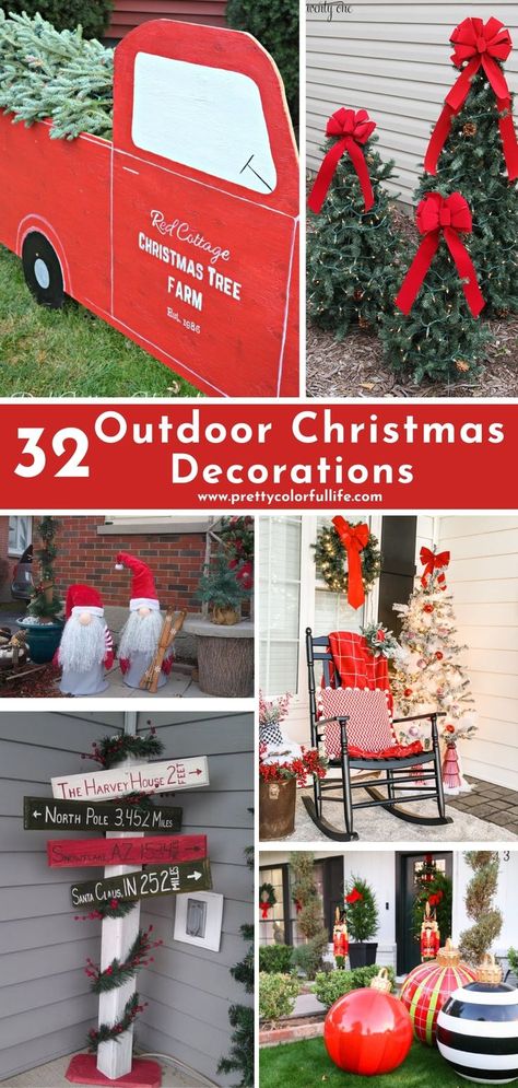 Natal, Christmas Decor Outside House, Christmas Decor Garden, How To Decorate Outside For Christmas, Outside Christmas Decor Yard Decorations Diy, Christmas Decor For Outside Of House, Inexpensive Outdoor Christmas Decor, Cheap Outside Christmas Decorations, Front Porch Christmas Decor Ideas Diy Cheap