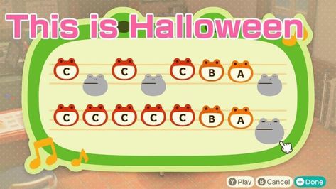 Acnh Halloween Song, Anch Theme Songs, This Is Halloween Acnh Tune, Halloween Island Tunes Acnh, Acnh Halloween Tune, Animal Crossing Island Music, Island Theme Songs Acnh, Acnh Song Codes, Anch Island Tune