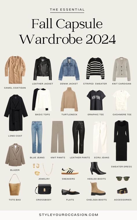 Fall 2024 Work Outfits, Outfits Ideas For Autumn, Simple Fall Capsule Wardrobe, Millennial Capsule Wardrobe, Two Week Capsule Wardrobe Fall, Boho Capsule Wardrobe Fall, Fall Cruise Capsule Wardrobe, Paris Autumn Capsule Wardrobe, Dark Neutral Outfit Ideas