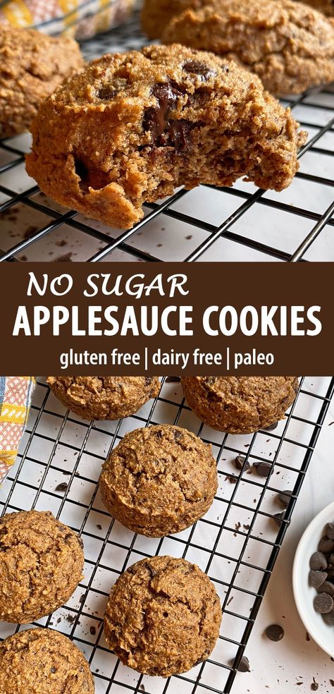 Best Paleo Deserts, Healthy Low Carb Cookies, Cookie Recipes Using Applesauce, Pumpkin Applesauce Cookies, Applesauce Desserts Healthy, Gluten Free Low Sugar Recipes, Healthy Cookies No Flour No Sugar, Healthy Gut Friendly Desserts, Applesauce Cookies Recipes Healthy