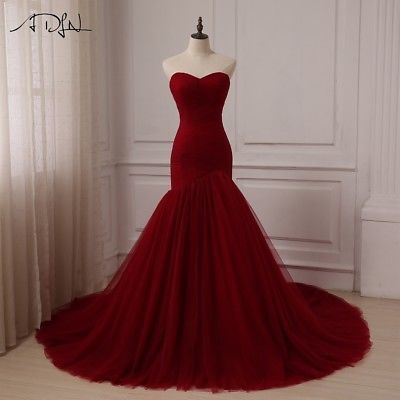 Mermaid Wedding Dresses, Tulle Mermaid Wedding Dress, Red Lace Wedding Dress, Burgundy Wedding Dress, Wedding Dress Sweetheart, Red Wedding Gowns, Red Wedding Dress, Burgundy Dresses, Red Wedding Dresses