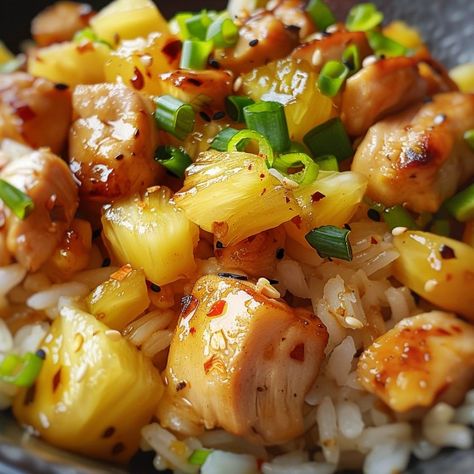 Pineapple Chicken and Rice - recipes Pineapple Chicken And Rice Weight Watchers, Chinese Supper Ideas, Ww Pineapple Chicken And Rice, Ww Pineapple Chicken, Aloha Chicken Casserole, Pineapple Rice Chicken, Pineapple And Rice Recipes, Pineapple Chinese Chicken, Pineapple Chicken Slow Cooker