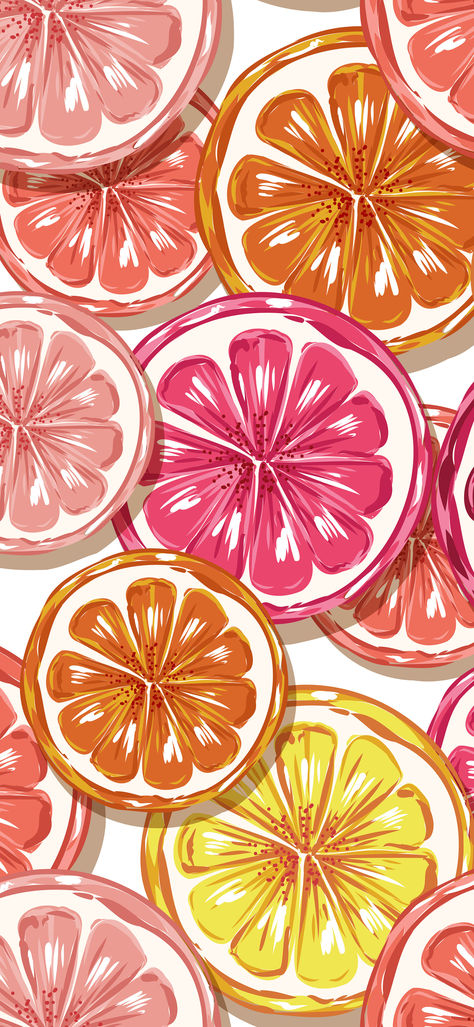 Citrus Background Aesthetic, Citrus Fruit Wallpaper, Summer Fall Wallpaper Iphone, Fun Screensavers Phone Wallpapers, Lemon Print Wallpaper, Cute Pink And Orange Wallpaper, Summer Fruit Background, Late Summer Iphone Wallpaper, Summer Fruit Aesthetic Wallpaper