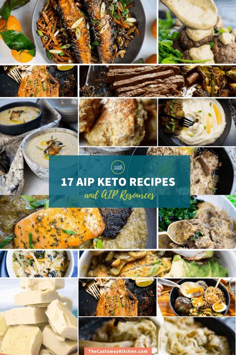 Looking for AIP Keto recipes? I've got the ultimate collection here -- everything from breakfast to dinner, and even a bonus dessert. You don't have to deprive yourself on an autoimmune keto protocol, and this collection of recipes is the proof! | The Castaway Kitchen Aip Keto, Aip Diet Recipes, Aip Breakfast, Autoimmune Recipes, Aip Paleo Recipes, Autoimmune Diet, Creamy Chicken Soup, Healthier Desserts, Keto Diet List