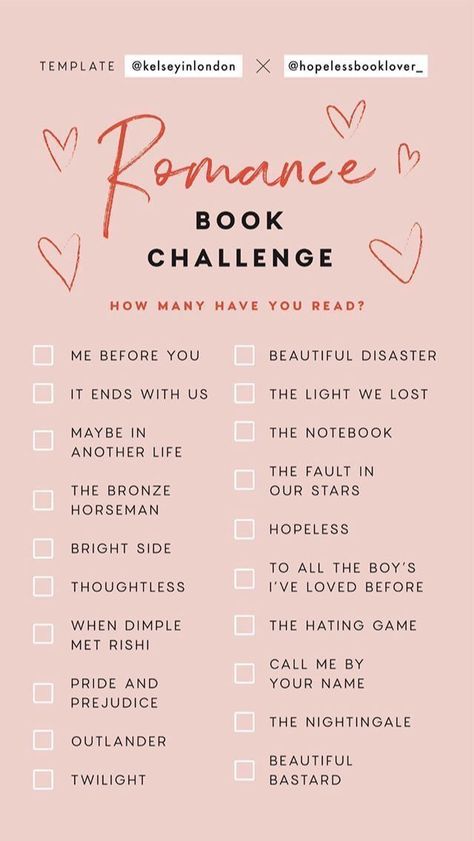 Romance book challenge Book Challenge, Top Books To Read, Book Suggestions, Reading Challenge, Top Books, Reading Journal, Inspirational Books, I Love Books, Love Book