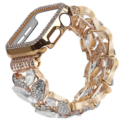 PRICES MAY VARY. 【Bling Band with Case】Apple watch link bracelet set made with diamond crystal metal and elastic thread, apple watch case is inlaid with glitter rhinestones, feature two rows of scintillating cubic zirconia stone clear crystals make you shines brightly and sparkly. For your own evening style, elevate every celebration, or gift this to a loved one and watch their eyes light up. 【Comfortable to Wear】The bling shiny diamonds stainless steel metal of the apple watch strap makes it to Bling Apple Watch Band, Apple Watch Straps Women, Smart Watch Bands, Evening Style, Ultra Series, Apple Watch Accessories, Apple Watch Case, Elastic Thread, 38mm Apple Watch Band