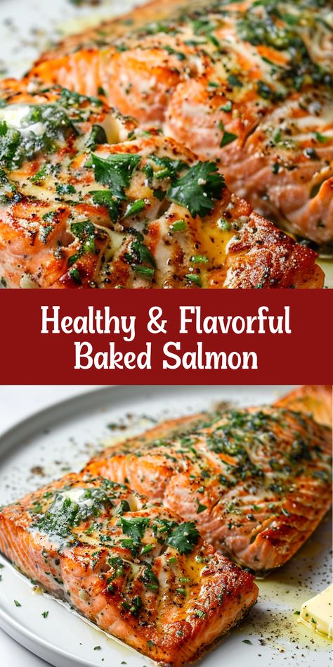 Enjoy a healthy and delicious meal with our Oven-Baked Salmon, seasoned to perfection for seafood lovers. Baked Salmon Healthy Recipes, Salmon Recipes Baked From Frozen, Yummy Salmon Recipes Oven Baked, Different Ways To Cook Salmon Healthy, Salmon Recipes Mediterranean Diet, Health Pescatarian Meals, Oven Baked Stuffed Salmon, Salmon Healthy Recipes Clean Eating, Salmon Recipes Baked Low Cholesterol