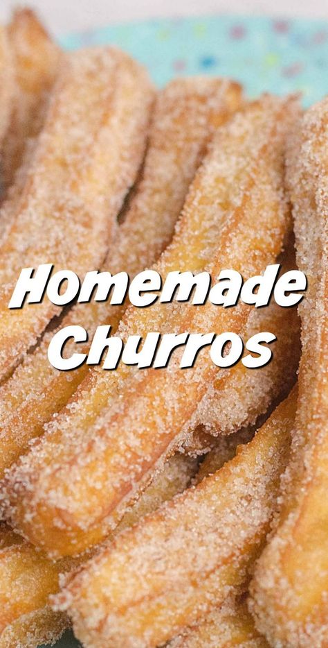 Diy Churros Recipes, Baked Churros Recipe Easy, Churros Recipe Easy, Homemade Churros Recipe, Easy Churros, Easy Churros Recipe, Food And Drink Recipes, Homemade Churros, Churros Recipe