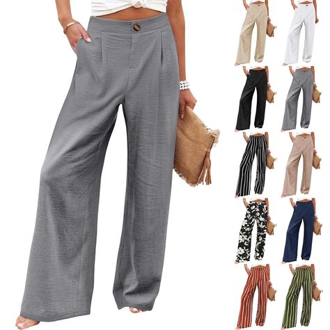 PRICES MAY VARY. ✅ Bleisure to Pleasure: these high waisted pants for women are a wardrobe necessity with a high rise to elongate your legs, and easily help keep you looking wrinkle-free for carefree wear from work to dinner, from office to casual outings. ✅ Comfort and Longevity: these slacks for women adapt slight stretch, breathable, skin-friendly and flowy polyester fabric to offer relaxing freedom. So cool and fashionable to wear such business casual outfits for women to top off your ordina Teacher Outfits Trousers, Wide Leg Pants Outfit Plus Size Casual, Pants For Hourglass Shaped Women, Boho Interview Outfit, Women’s Casual Fashion, Pants For Thick Thighs, Casual Pants Outfit For Women, Womens Work Fashion, Wide Leg Pants Dressy