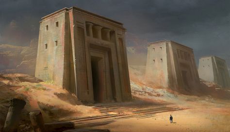 Ancient Egyptian ruins Ruins, Mummy Game, Egyptian Ruins, Desert Artwork, Desert Temple, Game Level Design, Desert Environment, Ancient Buildings, Egypt Art